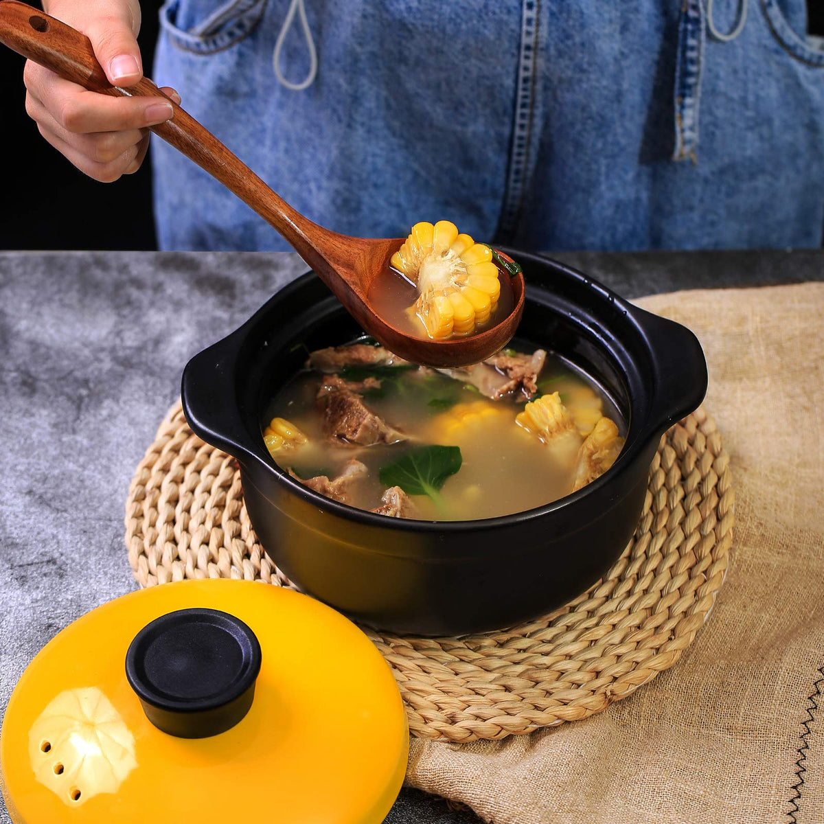 7-Piece Teak Wooden Kitchen Utensil Set