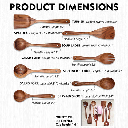 7-Piece Teak Wooden Kitchen Utensil Set