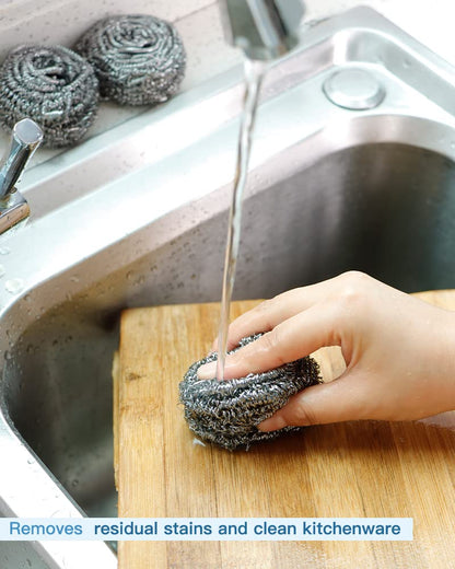 Stainless Steel Scourer Pads, 12 Pack