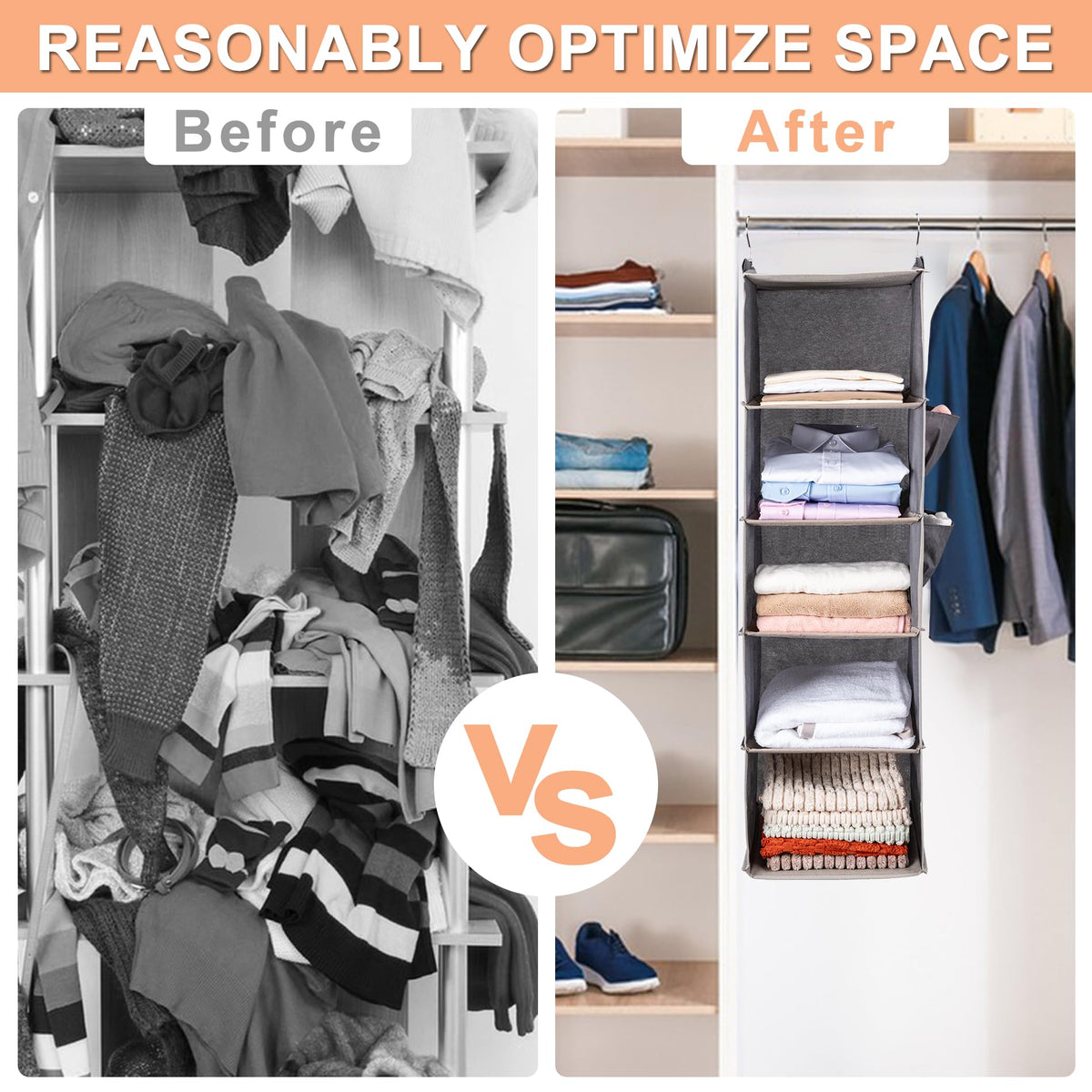 5-Shelf Hanging Closet Organizer
