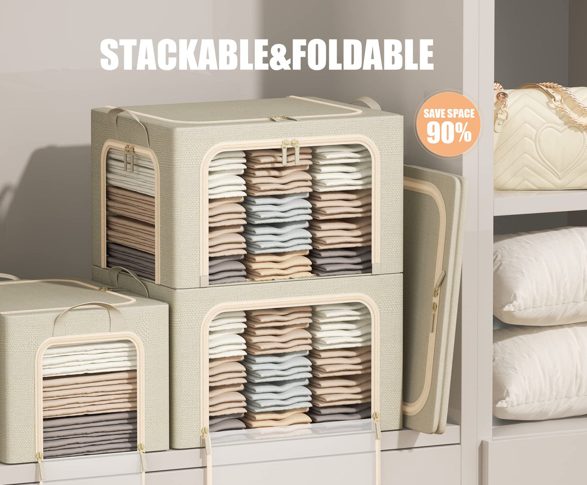 Foldable Clothes Storage Bins with Clear Window