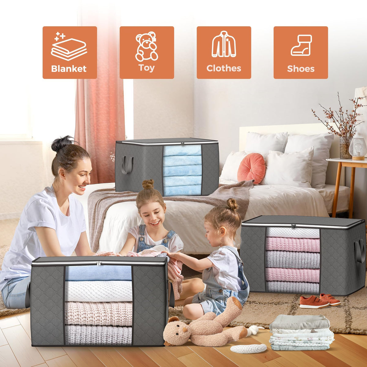 90L Foldable Storage Bags, 6 Pack