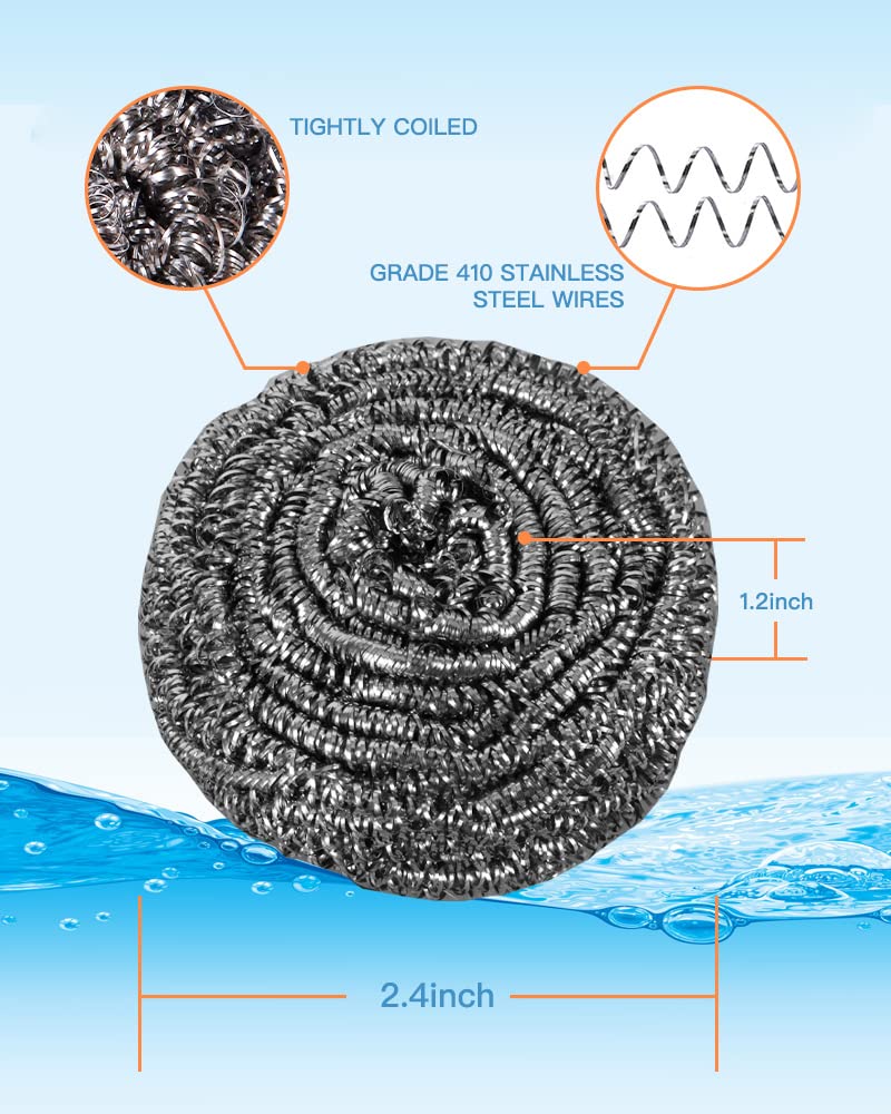 Stainless Steel Scourer Pads, 12 Pack