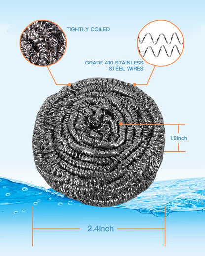 Stainless Steel Scourer Pads, 12 Pack